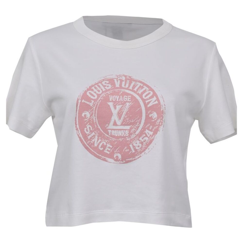 Louis Vuitton Logo Stamp Crop Top in White Cotton
